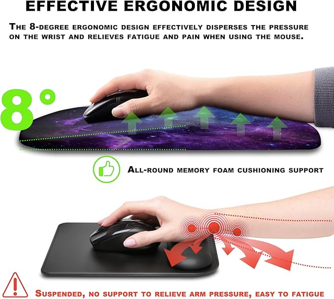 KUOSGM Mouse Pad Wrist Support, Ergonomic Mouse Pad with Massage Dot, Comfortable Computer Mouse Pad for Laptop, Wrist Rest Pain Relief Mousepad with Non-Slip PU Base for Office & Home, 12 x 8 in