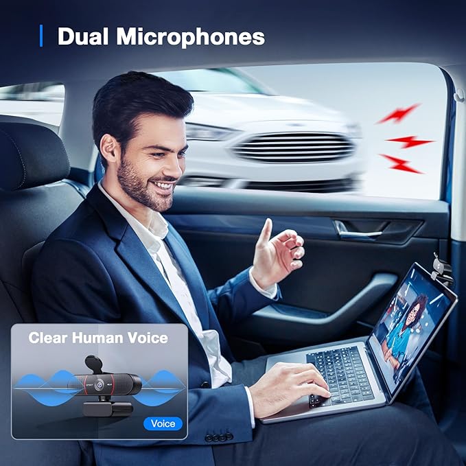 EMEET C960 4K Webcam for PC, 4K UHD Sony Sensor, PDAF Auto Focus, Dual AI Noise-Cancelling Mics, Auto Light Correction, 73° FOV, Plug&Play Webcam w/Privacy Cover, Works w/Zoom/Teams/Skype/Google Meet