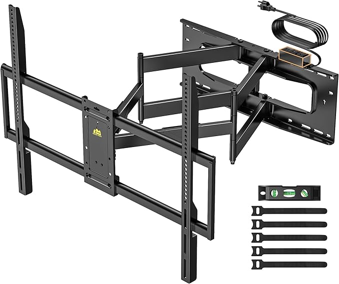 FORGING MOUNT Heavy Duty 98 100 inch TV Wall Mount with Power Strip for 50–100 Inch Large TVs up to 220 lbs,Full Motion TV Mount Bracket Smooth Swivel,Tilt,Extends,VESA 800x600mm,16”-24” Wood Studs