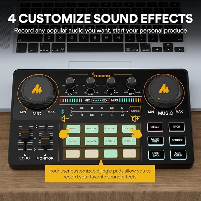 MAONO Podcast Equipment Bundle Audio mixer All-in-One Podcast Production Studio with 3.5mm Microphone for Live Streaming, Recording, PC, Smartphone, DJ MaonoCaster Lite (AU-AM200-S1)