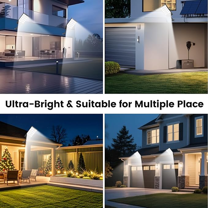 4 Pack 16" Large Solar Street Lights Outdoor Waterproof - Solar Powered Security Parking Lot Light Dusk to Dawn 60000LM,Motion Sensor Commercial LED Solar Flood Lights Remote Control for Outside Yard