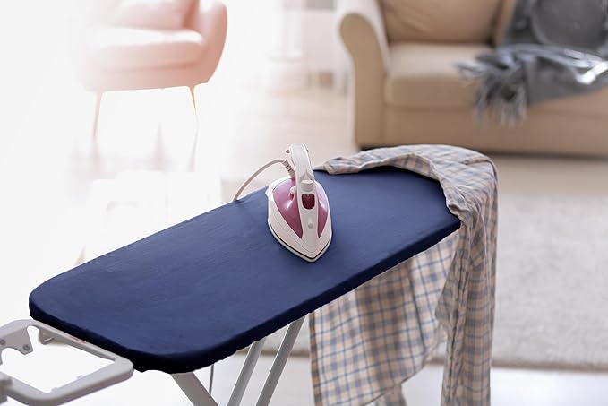 Encasa XO Ironing Board Cover and Pad 49"x18" - 4mm Felt Wide Iron Board Cover with Padding - Heat Resistant, Stain-Safe Dye, Non Slip Elastic Bungee Cord Tightening Iron Table Cover Cobalt