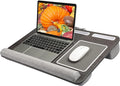 HUANUO Lap Desk - Fits up to 17 inches Laptop Desk, Built in Mouse Pad & Wrist Pad for Notebook, Laptop, Tablet, Lap Stand with Tablet, Pen & Phone Holder, Black Woodgrain