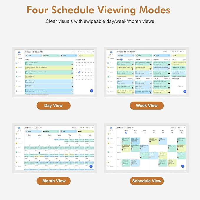 32" Digital Calendar Chore-Chart for-Wall-Planner - Interactive Touchscreen Display Electronic Calendar Picture Frame, Star Reward, Sync Google iCloud Outlook Calendar, Gifts for Mom, Wall Mount White