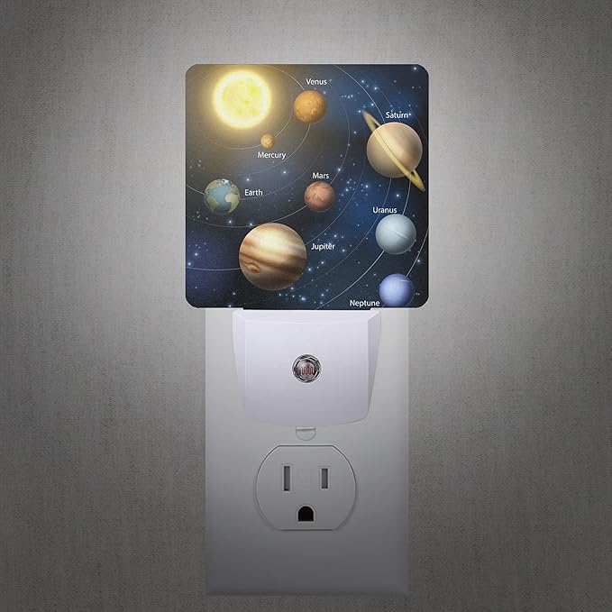 Smoaffly Planet Solar System Universe Galaxy Space Night Light Plug-in LED Nightlights Auto Sensor Night Lamp Dusk-to-Dawn Lamp Home Decor for Nursery Children Girls Boys