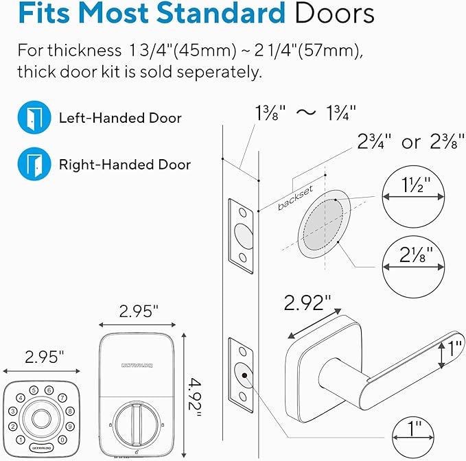 ULTRALOQ U-Bolt Pro WiFi Smart Lock with Handle, Fingerprint Keyless Entry Door Lock Set with Lever, Smart Deadbolt Locks for Front Door, Auto-Lock, Auto Unlock, App Remote Control, ANSI Grade 1