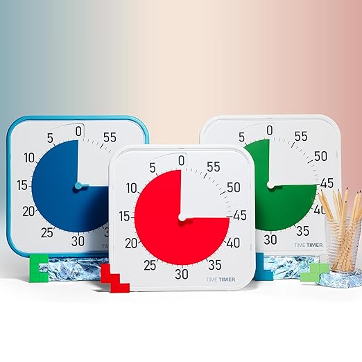 Time Timer Original 12" Visual Countdown Timer – Large 60-Minute Silent Classroom Visual Timer for SEL, Emotional Regulation, Focus, Calm Transitions, ADHD, Autism – (Blue & White)