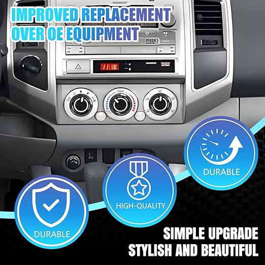 Xomzema 3Pcs Upgraded Control Switch Knob for Toyota Tacoma 2005-2015,Air Conditioning AC Heater Blower Fan Climate Control Knobs Switch Button,Replace 55900-04020 65551820A