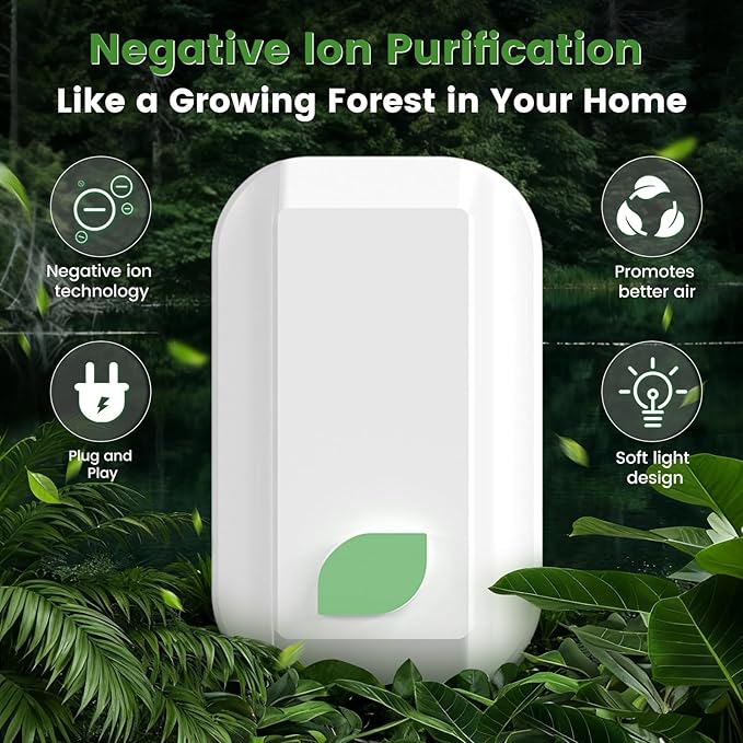 PVACG 6Pack Plug In Ionic Air Purifier,Negative Ion Air Purifier for Home Portable Plug-In Air Ionizers for Smoke, Pets Smell Quiet Mini Air Freshener for Home, Bedroom, Office, Living Room (6)