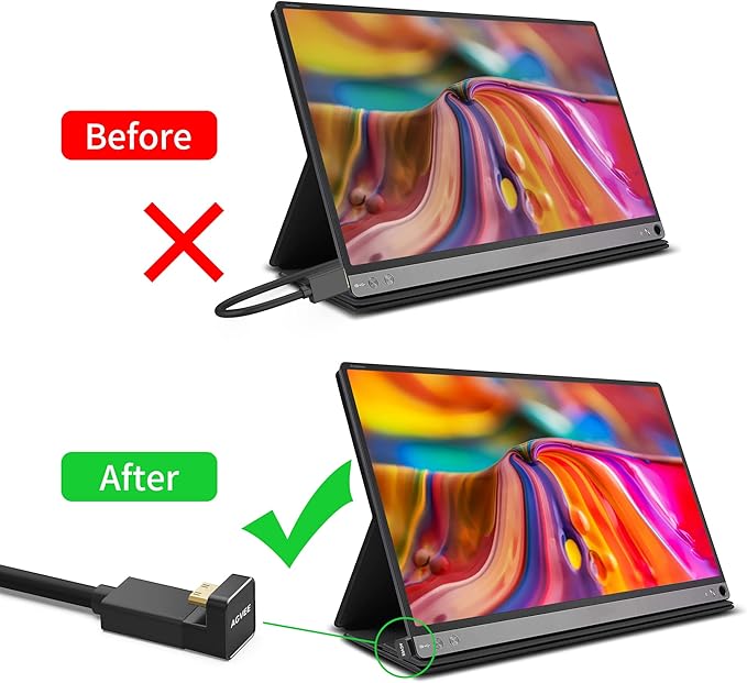 AGVEE 1 Pack (Long Side Inward) 180 Degree Angled Mini HDMI Male to HDMI Female Adapter, U-Shaped 4K@60HZ Converter Coupler Connector Extender for Portable Display Monitor Accessories, Black