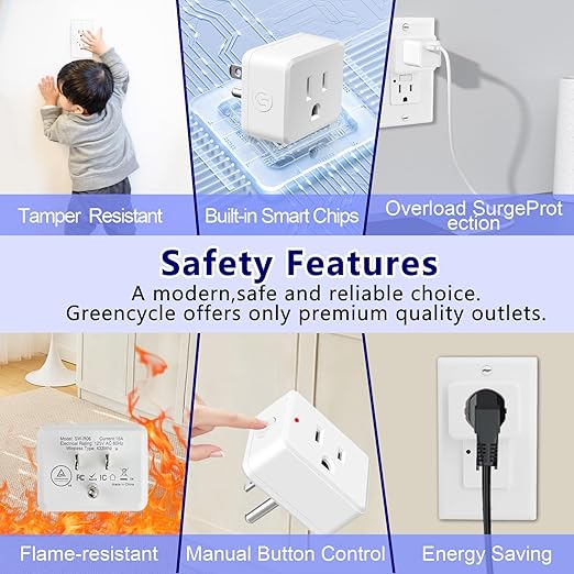 Remote Control Outlet,Greencycle 1 Remote Outlet and 2 Switches,Wireless Remote Control Outlet Plug,On/Off Light Switch Wall Mounted,500ft Range,15A 1500W for Household Appliances,No Wiring,White