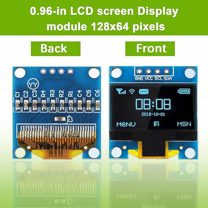 EPLZON 5 Pack 0.96 inch OLED IIC Display Module 128x64 Pixel Mini Self-Luminous Display Screen Board for Arduino Projects Raspberry Pi with Wire(Blue)