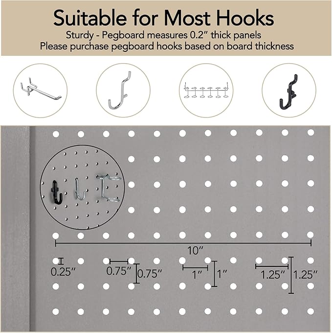 Wnutrees 4 Panel Pegboard Display, 5 Ft Wood Folding Privacy Screens Room Divider, Portable Freestanding Display Board for Craft/Art Shows, Retail, Events, Wall Organizer, Rustic Barnwood, Grey