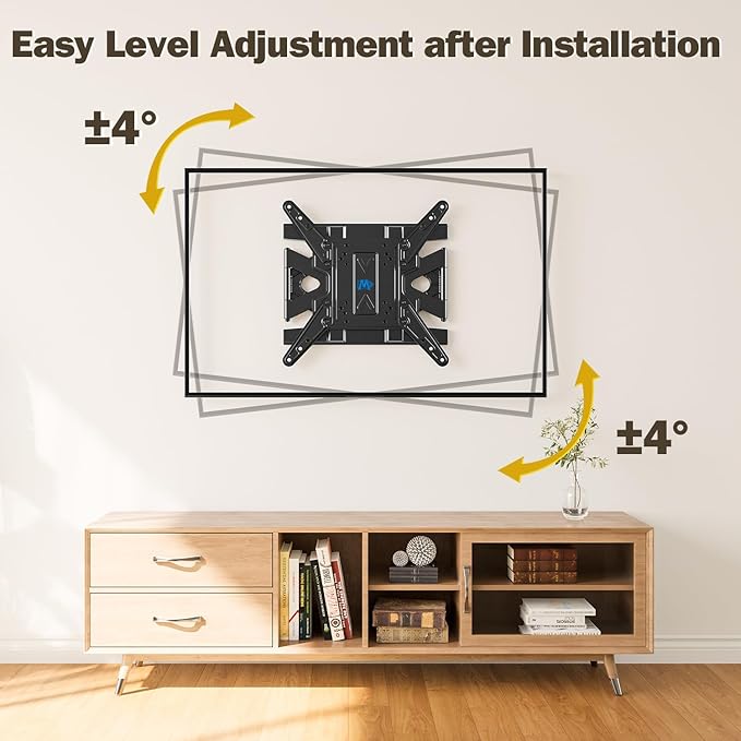 Mounting Dream Ultra Slim TV Wall Mount for 26-75 Inch Television, Full Motion Bracket with Smooth Extension, Swivel and Tilt, 1.38” Thin Low Profile TV Mount Fits 16'' Studs, Up to 400x400mm, 88lbs