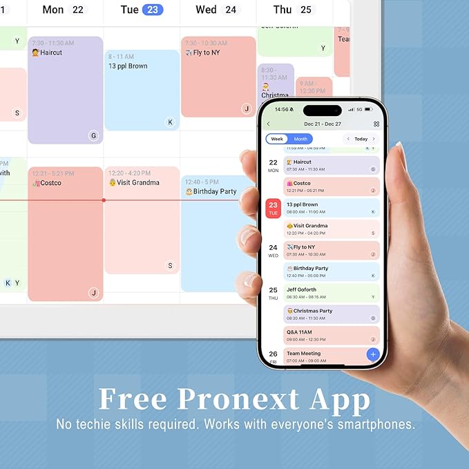 Digital Calendar, 21.5 inch Wall Planner & Chore Chart, FULL HD Interactive Touchscreen Display, Portable Smart Family Organizer, Event Planner, Perfect for Family Schedules - Wall Mountable in Portrait or Landscape, No Subscription
