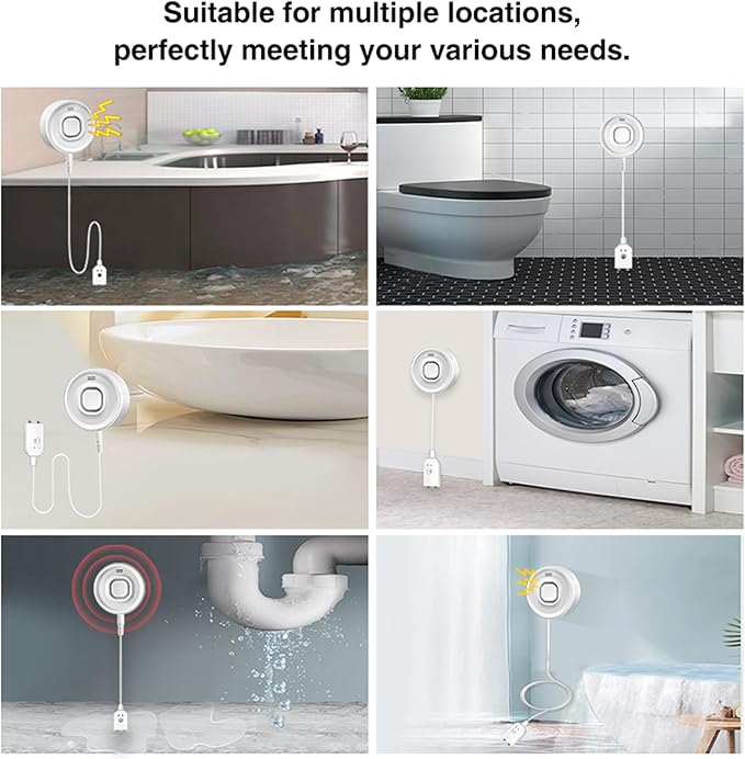 Nestool WiFi Water Leak Detectors for Home with Tuya APP Push and 100dB Sound Alarm, Suit for Warehouse, Basement, Kitchen, Laundry Room, Compatible with Alexa&Google Assistant (Support WiFi 2.4G)
