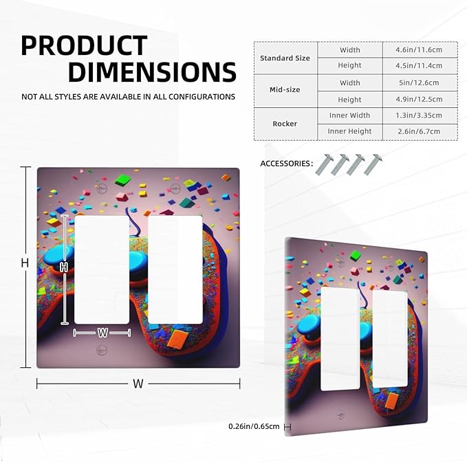 Bvtewkhz Videos Game Controller 2 Gang Double Rocker Decorative Light Switch Covers Electrical Faceplate Switchplates for Bathroom Kitchen Home