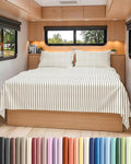 RV Short Queen Sheet Set 60 X 75 - 4 Piece RV Short Queen Bed Sheets - Soft, Breathable & Cooling - Designed for Bunks, Trailers & Campers - Fits 8” to 12" Mattress - Luxury Bedding - Beige Stripes 2