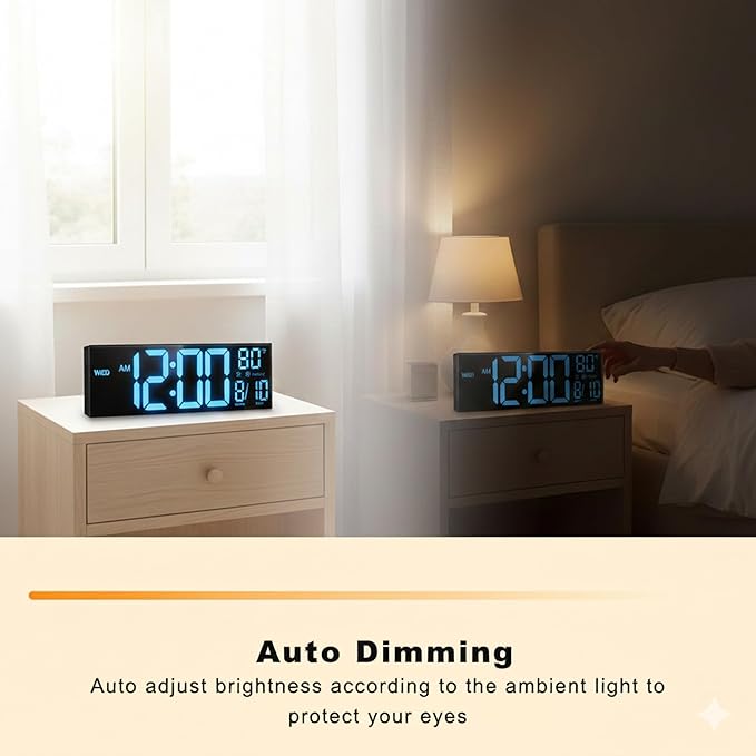JALL 16" Large Digital Wall Clock, RGB Color with Big LED Display,Remote Control, DST, Count Down Timer, Alarm, Temperature, Mounted for Classroom, Living Room, Birthday Gift, Senior