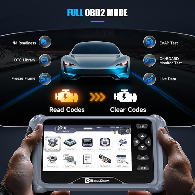 2026 BOSSCOMM IF745 OBD2 Scanner, All Systems Car Code Reader Scan Tool with 6 Resets, ABS Bleeding/Oil/EPB/SAS/Throttle/Battery, Car Scanner Diagnostic Tool for All Vehicles, Lifetime Free Update