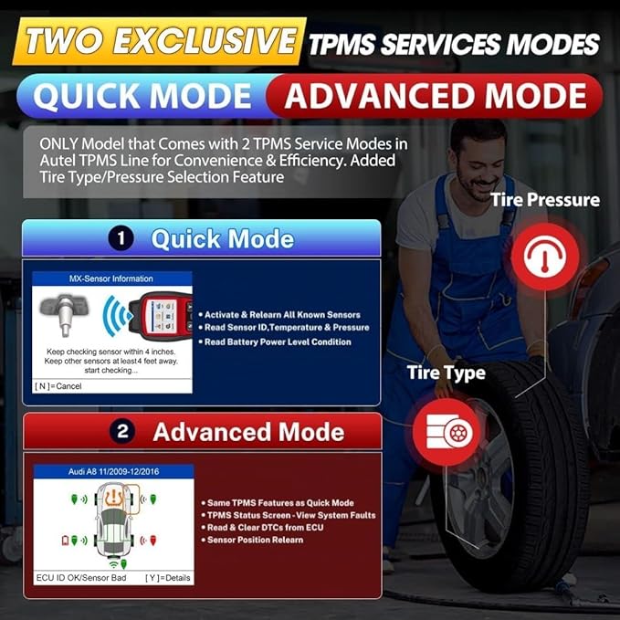 2026 Autel MaxiTPMS TS508WF KIT TPMS Programming Tool, WiFi Ver. of TS508K TS508 TS501 TS601 with 120bucks 4PCS 315 433MHz MX Sensors, Relearn Activiate All Sensor, Clear TPMS DTCs, Lifetime Update