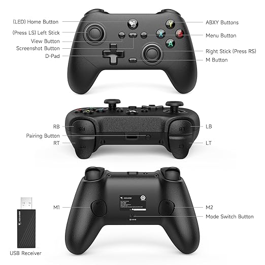AceGamer Pluto 2.4G Wireless Bluetooth Controller for PC/Switch/Switch 2/iOS/Android/Steam,TMR Joysticks,Hall Effect Triggers,4-Motors Vibration,1000Hz Polling Rate,Force-balanced Lever Bumpers,Pragrammable Back Buttons