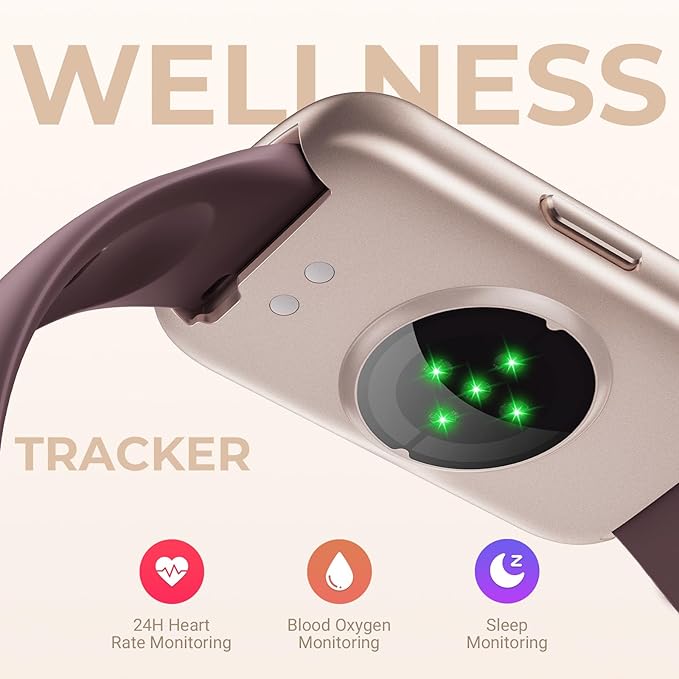 TIFOZEN Health Fitness Tracker Smart Watch with 24/7 Heart Rate, Blood Oxygen, Sleep Tracker, Pedometer, 3 Colorful Bands & 3ATM Waterproof Activity Tracker with Step Calorie Counter, Smoke Violet