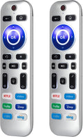 2 Pack Backlit Remote Control Only for Roku TV, Fit for TCL/Onn/Hisense/Element/Sharp/Philips/Westinghouse/Insignia/JVC/RCA/Hitachi/Sanyo Roku Series TVs (Not for Roku Stick and Box)-Silver