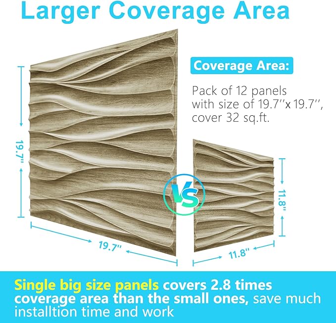 STICKGOO 3D Wall Panels for Interior Wall Decor, Wood 3D Textured Wall Decor Panels, Natural Oak Wave Design Accent Wall Panels for Living Room, Office