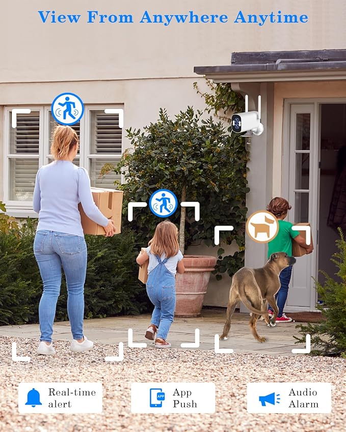 ZHXINSD [Dual Lens 2K+2K&10X Zoom] Home Wireless Security Camera System with 12.5" LCD Monitor Outdoor, 10CH Kit 4PCS House WiFi Camera 1TB HDD