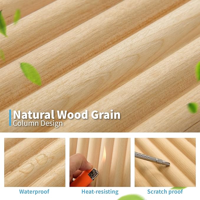 Art3d 4 Pc 96"x5.7" Wood Slat Wall Panel for Interior, Ceiling and Decoration, Semi-Cylinder Design, 15.2 SqFt
