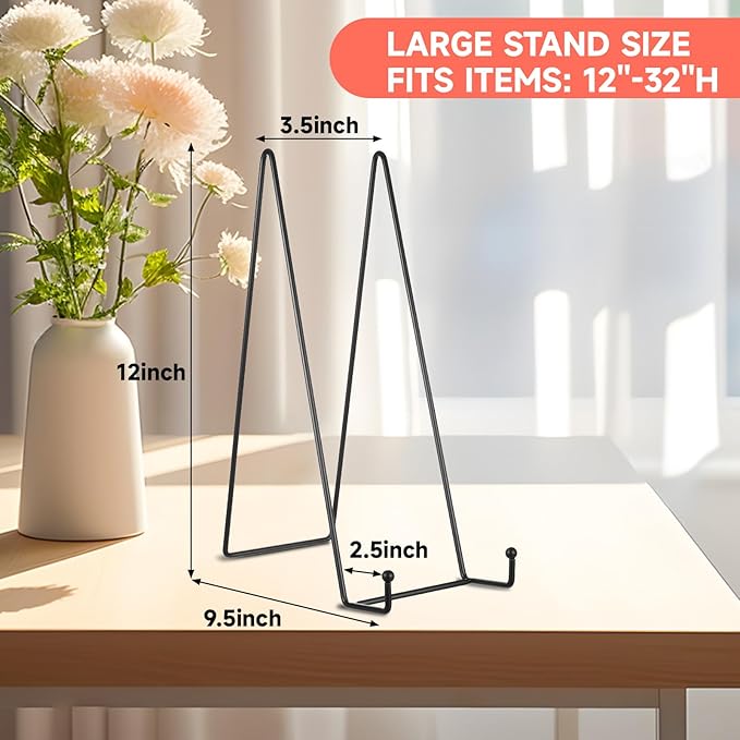 mekueeex 5 Pack 12 Inch Black Picture Stands Plate Stands for Display Large Book Stands for Picture, Decorative Plate, Book, Frame, Tabletop Poster