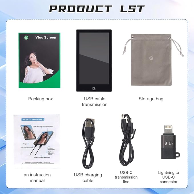 LANBOUY Selfie Screen Back Camera Monitor Phone Vlog Magnetic Selfie Screen Mirroring Vlogging Content Creator Kit for Live Stream Tiktok, Compatible with iPhone
