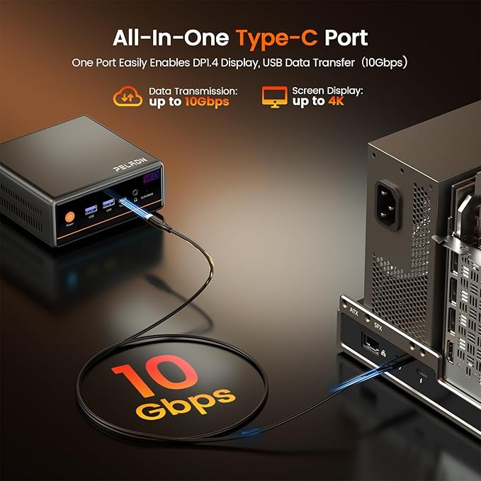 PELADN Ryzen Mini PC 5600H (Beats 5700U/7430U), 32GB Dual Channel RAM, 1TB PCIe3.0 SSD, 2.5“ SATA HDD, Mini Desktop Computer with Dual NIC LAN 2.5Gbe, WiFi6, BT5.2, Type-C