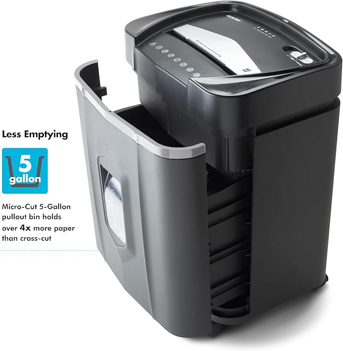 Aurora High-Security 12-Sheet Micro-Cut Paper/CD and Credit Card Shredder with 5 Gallon Pullout Basket / 60 Mins Running Time/Security Level P-4