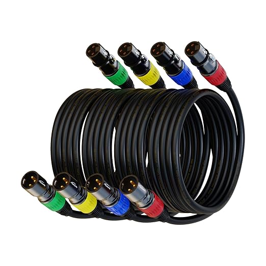 AuxLink XLR Cables, XLR Microphone Cable 10 ft 4 Pack, Gold-Plated 3-pin XLR Speaker Cable Male to Female Balanced Mic Cable