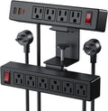 Desk Clamp Power Strip with PD20W USB-C, 2 in 1 Dual Layer Under Desk Power Strip, Removable Clamp Power Socket with 10AC Outlets & Switch, 10ft Extension Cord(ETL Listed)