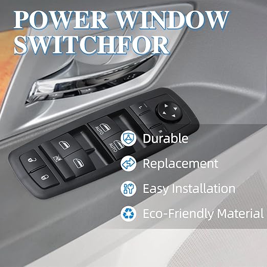 WUANGKI Master Power Window Switch Front Left Driver Side | 3+0 Pins | Compatible with Dodge Grand Caravan 2012-2017, Chrysler Town & Country 2012-2016, 2012-2015 Ram C | V, Replaces OE 68110871AA