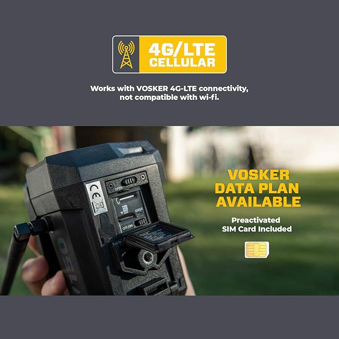 Vosker V150 Solar-Powered LTE Cellular Home Security Outdoor Camera | Motion Activated Sensor Nightvision Wireless Camera | Receive Photos on Your Mobile App (V150-US-MSD32GB)