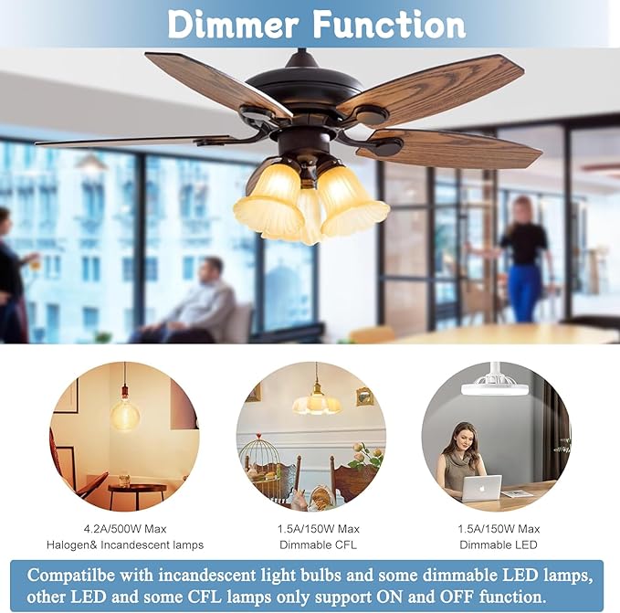 Receiver for 3 Speed AC Ceiling Fan Remote, 434MHz, Compatible with Hunter and Casablanca Ceiling Fan, Replace for Hunter 99770 99813 99392 99118 99122 99123 99119, Receiver only - Remote Not Included