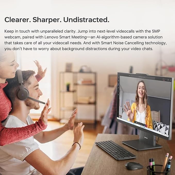 Lenovo IdeaCentre Business All-in-One PC, 27" FHD 100Hz Display, AMD Ryzen 7 8845HS, 32GB DDR5 RAM, 2TB SSD, Wi-Fi 6, Win11 Home, Wireless KB & M, Copilot-Ready, Bundle with Adata UC310 64GB