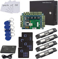 MENGQI-CONTROL TCP/IP Network 4 Door Smart Access Control Panel System Electric Strike Lock for Push Panic Bar Device Emergency Door, RFID Keypad Reader Enroll USB Reader 110V Power Supply Box