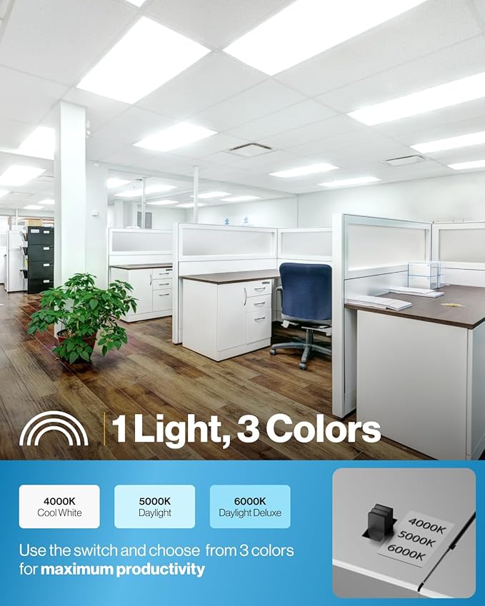 Sunco 24 Pack 2x4 LED Flat Panel Light Drop Ceiling Office Shop Commercial Warehouse Fixture, 5500 Lumens, Selectable Features, 30W/40W/50W, 4000K/5000K/6000K, Dimmable (0-10V), Dustproof ETL.