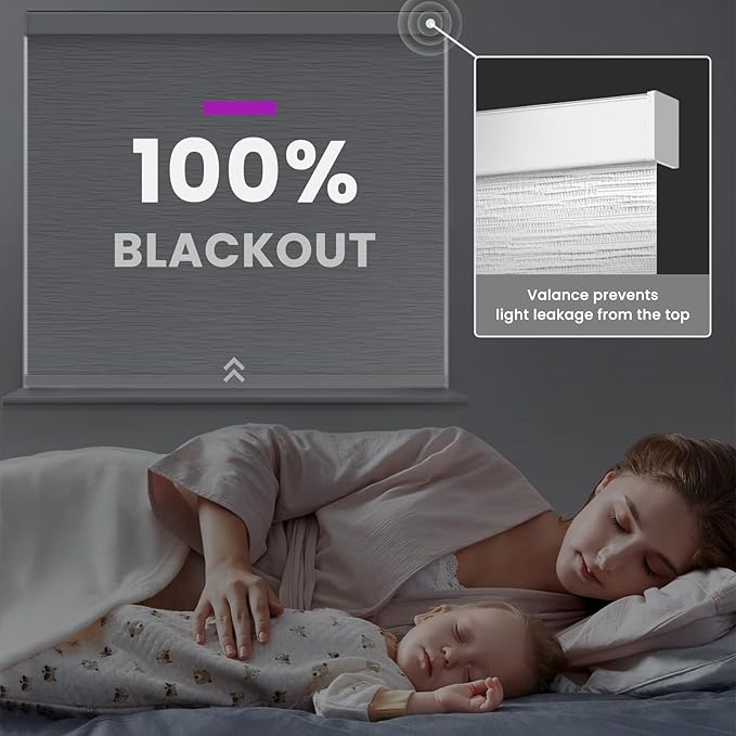 Astomi Motorized Roller Shades for Windows, Blackout Smart Blinds for Indoor, Effortless Remote & Voice Control, Compatible with Alexa, Google Home, Custom Size, Vinyl-Caramel