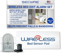 Secure Bed Alarm for Elderly Adults, Dementia Patients, Seniors - 12" x 30" Wireless Bed Sensor Pad, Alarm Monitor Pager, Power Adapter - Fall & Wandering Prevention Caregiver Alert System