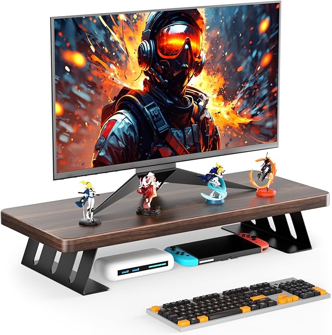 NestNeat Monitor Stand - 24 Inch Wood Monitor Stand Riser, 220 Pounds Load Capacity Desk Monitor Riser for Laptop/PC/Printer, Desktop Stands Organizer for Home Office