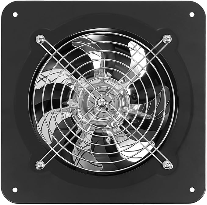 XUFOPLY 7 Inch Exhaust Fan, 110V 100W Wall Mounted Vent Fans 2600RPM Kitchen Bathroom Windows Fan Metal Extractor Fan for Attic, Garage, Window Ventilation (Black, 7 Inch)