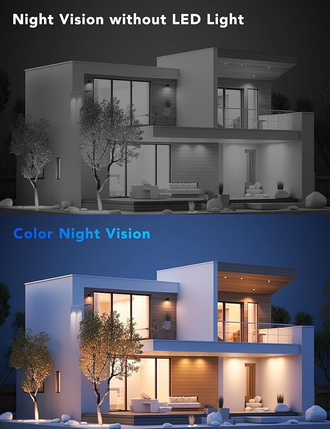 FAMVIVA 2K Solar Security Cameras Wireless Outdoor, 360°PTZ Battery Powered Cameras for Home Security, 2.4G WiFi Outdoor Camera with Color Night Vision, IP66 Waterproof, Motion Sensor Alarm, White