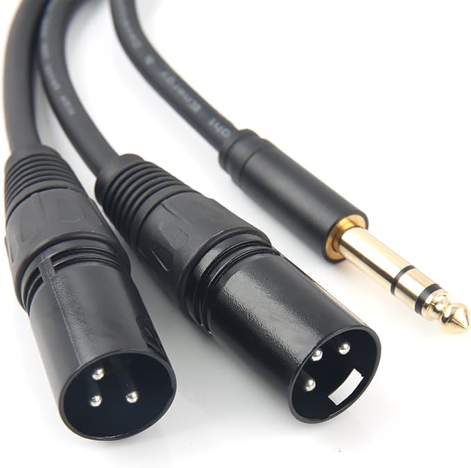 SiYear Profession 6.35mm (1/4inch) TRS Male Plug to 2 Dual XLR Male Microphone Stereo Unbalanced Audio Converter Adapter Y Splitte Cable Cord （5FT/1.5M