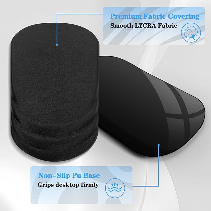 Ergonomic Mouse Pad Wrist Support，Wrist Rest Mouse pad for Carpal Tunnel Pain Relief with Memory Foam&Non-Slip PU Base, Mouse Pads for Wireless Mouse & Desk (12x8 inch,Black)